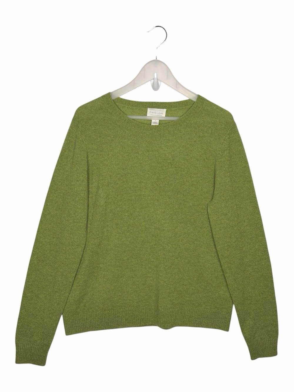 Caslon Nordstrom 100% Cashmere Green Crew Neck Sweater Womens L Long Sleeve